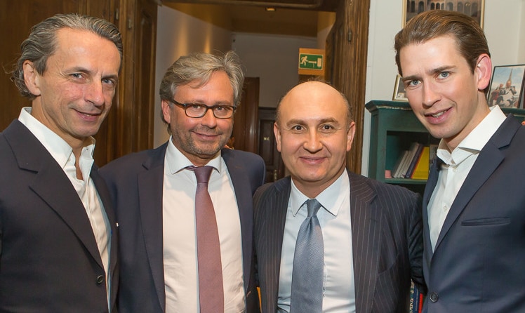 Christian Rainer, Alexander Wrabetz, Ali Rahimi und Sebastian Kurz © leadersnet.at / C. Mikes