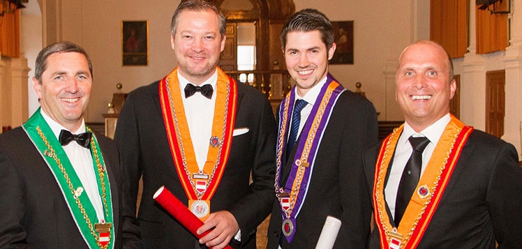 Georg Imlauer (Bailli Provincial von Salzburg), Andreas Döllerer (Döllerers Genießer-Restaurant), Thomas Imlauer (IMLAUER Sky – Restaurant) und Emanuel Weyringer (Restaurant Weyringer Wallersee) (c) Foto Sulzer 