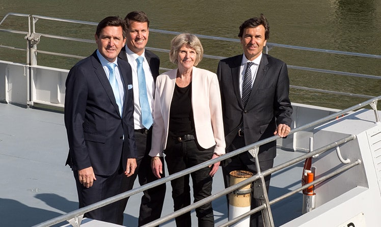 Peter Hanke, Wien Holding, !ndreas Hopf, Central Danube, Gudrun Berger, UNICEF Österreich und Reinhard Karl, Raiffeisenlandesbank NÖ-Wien © Wien Holding/Markus Reitler