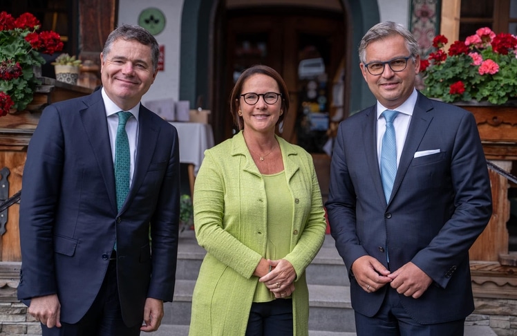 Paschal Donohoe, Finanzminister und Euro Group Chef Irland, Yuriko Backes, Finanzministerin Luxemburg, Magnus Brunner, Finanzminister Österreich © Leadersnet.at - A. Rieck