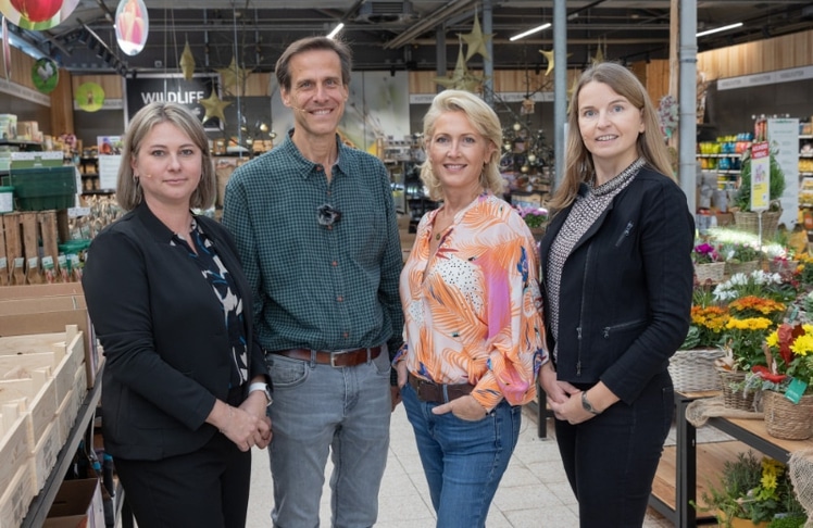 V.l.n.r.: Nicole Sumah (Bereichleitung Marketing bellaflora), Wolfang Palme (Leiter der Abteilung Gemüsebau an der Höheren Bundeslehr- und Forschungsanstalt für Gartenbau in Schönbrunn und der City Farm Augarten), Martina Hohenlohe (Kochbuchautorin und Testimonial von bellaflora) und Susanne Eidenberger (Geschäftsführerin von bellaflora) © LEADERSNET / C. Holzinger