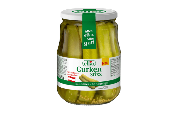 efko lanciert seine neuen Gurken Stixx in süßsaurer Marinade © efko