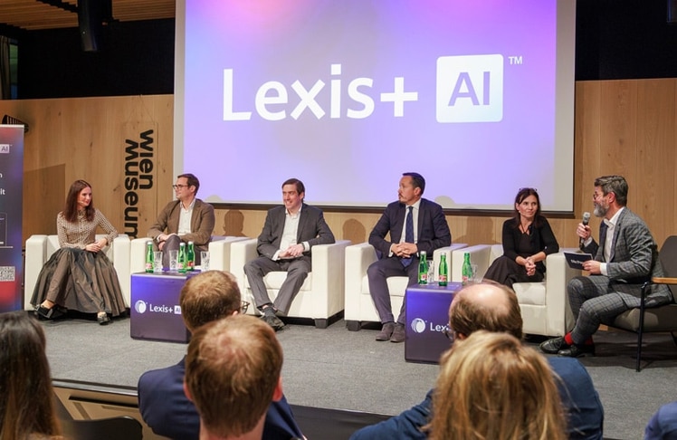 Podiumsdiskussion bei der LexCon 2024 (v.l.n.r.): Kathrin Hagenauer, Karl Stückler, Markus Scheffler,  Alexander Scheuwimmer, Susanne Mortimore und Michael Köttritsch © Die Presse/Roland Rudolf 