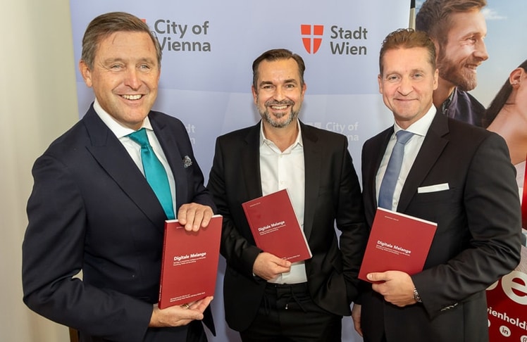 V.l.n.r.: Wirtschafts- und Finanzstadtrat Peter Hanke, APA-CEO Clemens Pig und Wien Holding-GF Olver Stribl © LEADERSNET/C. Mikes