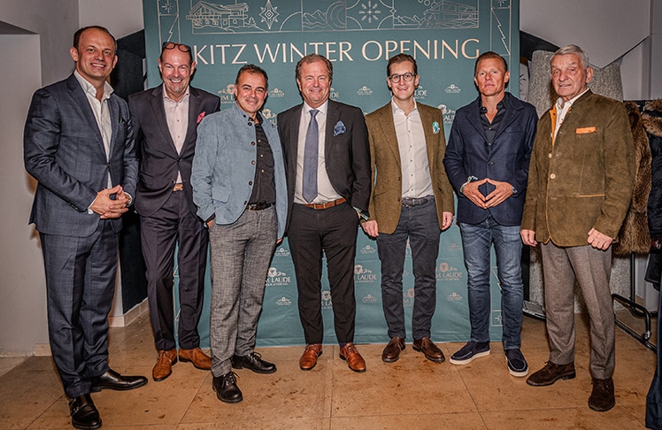 v.l.n.r.: Amir Suljic (Cum Laude Immobilia), Norbert Reichart (Bendura Bank), Heinz Schultz (Schultz Gruppe), Johannes Mitterer (Kitzhof Mountain Design Resort), Malte Platzek (Familiy Office München), Jakob Mähren (Mähren AG), Detlef Marschner (Bentley Berlin) © Cum Laude
