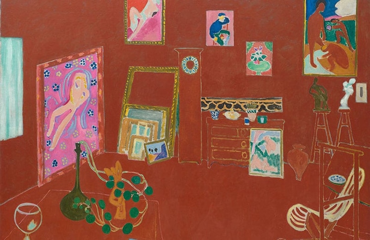 Im Mittelpunkt der Ausstellung stehen das "The Red Studio" und die darin abgebildeten Gemälde, Skulpturen und Keramiken, die zwischen 1898 und 1911 entstanden sind. ©Succession H. Matisse