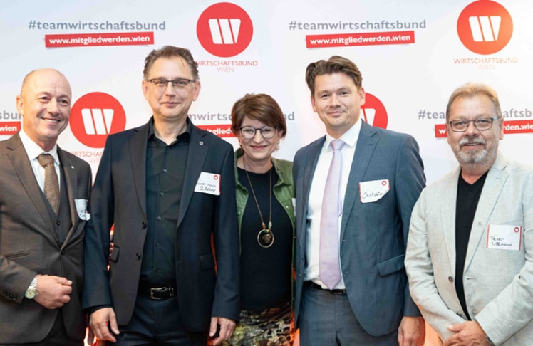 V.l.n.r.: Christian Timmermann, Michael Musek, Maria Neumann, Christian Enöckl und Peter Ullmann © Wirtschaftsbund Wien 