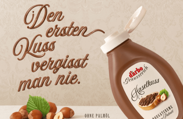 "Den ersten Kuss vergisst man nie" - Die Kampagne für das neue Produkt "Haselkuss" © Darbo