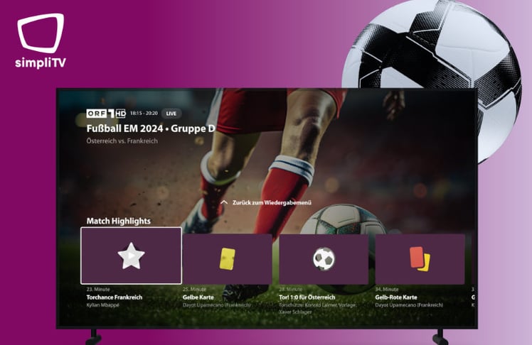 Mit simpliTV alle Match Highlights der EM 2024 auf einen Blick © simpliTV 