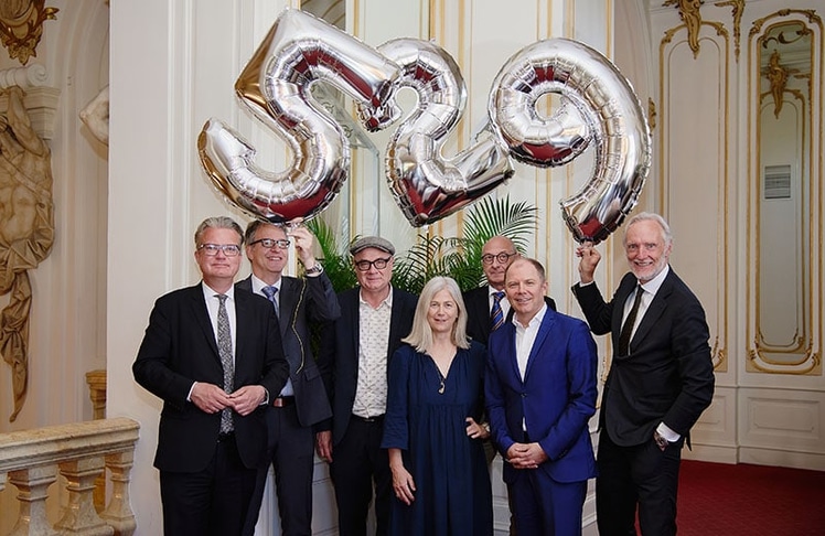 V.l.n.r.: Laden zur Jubiläumsgala am 24. November 2024 in die Oper Graz: Landeshauptmann Christopher Drexler, Oper Graz-Intendant Ulrich Lenz, Next Liberty-Intendant Michael Schilhan, Schauspielhaus Graz-Intendantin Andrea Vilter, art+event Geschäftsführer Wolfgang Hülbig, Bühnen Graz-Geschäftsführer Bernhard Rinner, Stadtrat Günter Riegler © Ralph König, Bühnen Graz