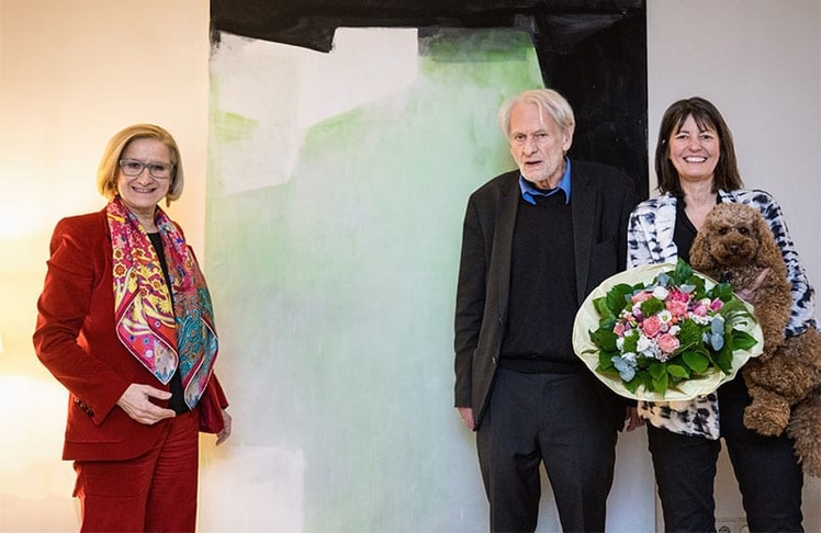 V.l.n.r. Landeshauptfrau Johanna Mikl-Leitner, Walter Vopava mit Gattin Karin und Hündin Frida ©NLK Pfeffer
