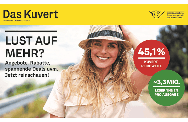 Rund 3,3 Millionen Leser:innen pro Ausgabe erreicht "Das Kuvert" © Österreichische Post AG