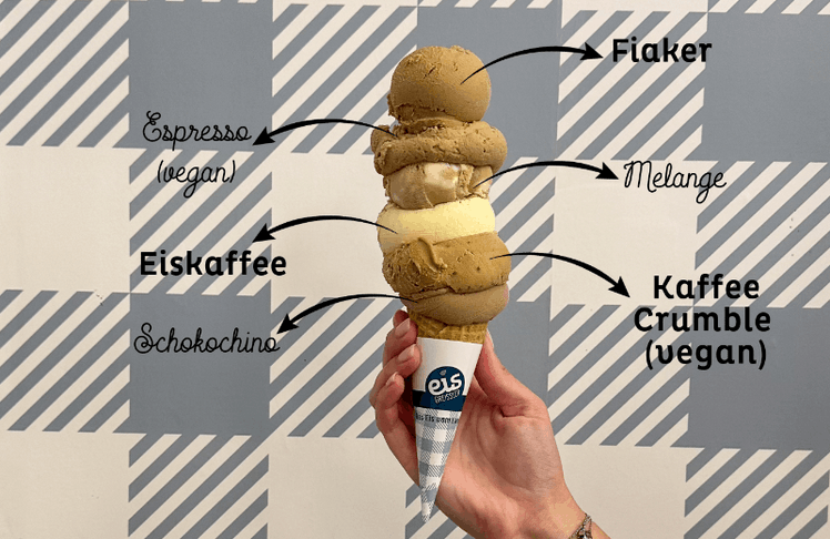 Von Melange bis Fiaker: sechs neue koffeinhaltige Sorten gibt es ab sofort beim Eis-Greissler © Eis-Greissler