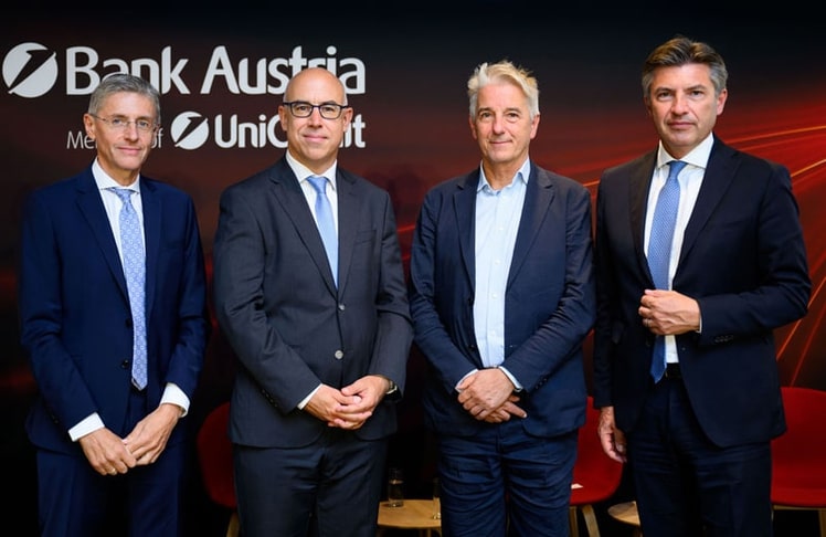 V.l.n.r.: Stefan Bruckbauer, Gabriel Felbermayr, Erik Nielsen und Robert Zadrazil © Unicredit Bank Austria