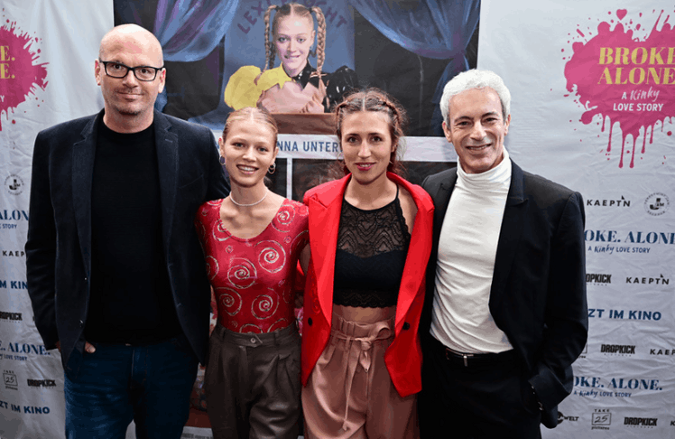 V.l.n.r.: Hauke Schlichting (Filmproduzent), Nora Islei (Schauspielerin), Anna Unterweger (Regisseurin) und Gedeon Burkhard (Schauspieler) © Christian Jobst